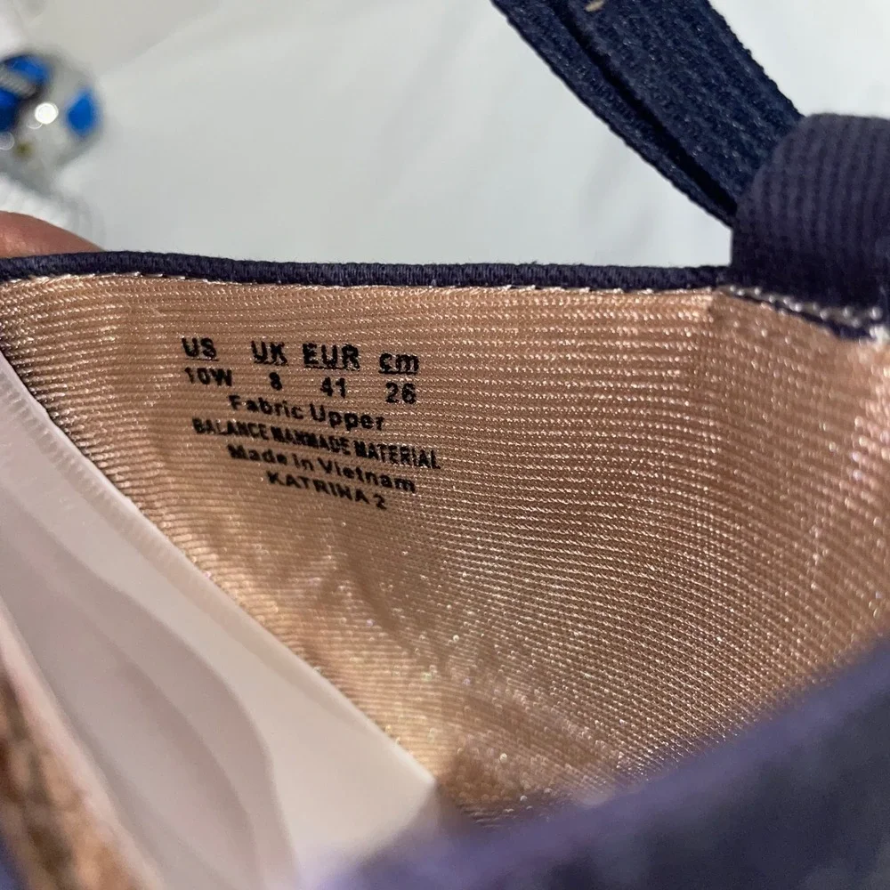LifeStride Katrina 2 Navy Blue Espadrille Wedge Sandals Womens 10W Wide